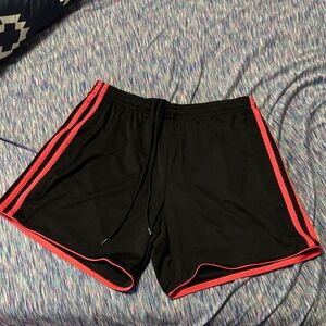 Adidas Black Shorts with Red Stripes